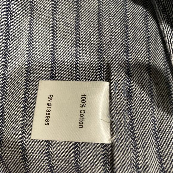 Purnell Santa Barbara Navy Striped Button-Down Cotton Shirt Size Large - Picture 9 of 9